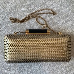 DVF Gold leather perforated clutch